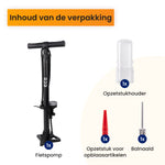 R2B Bike pump with Pressure Gauge - Double Valve Head - Incl. Attachment for Balls &amp; Airbeds