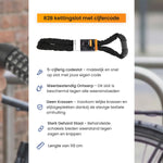 Fietsslot details met close-up van de cijfercode en schakelconstructie.