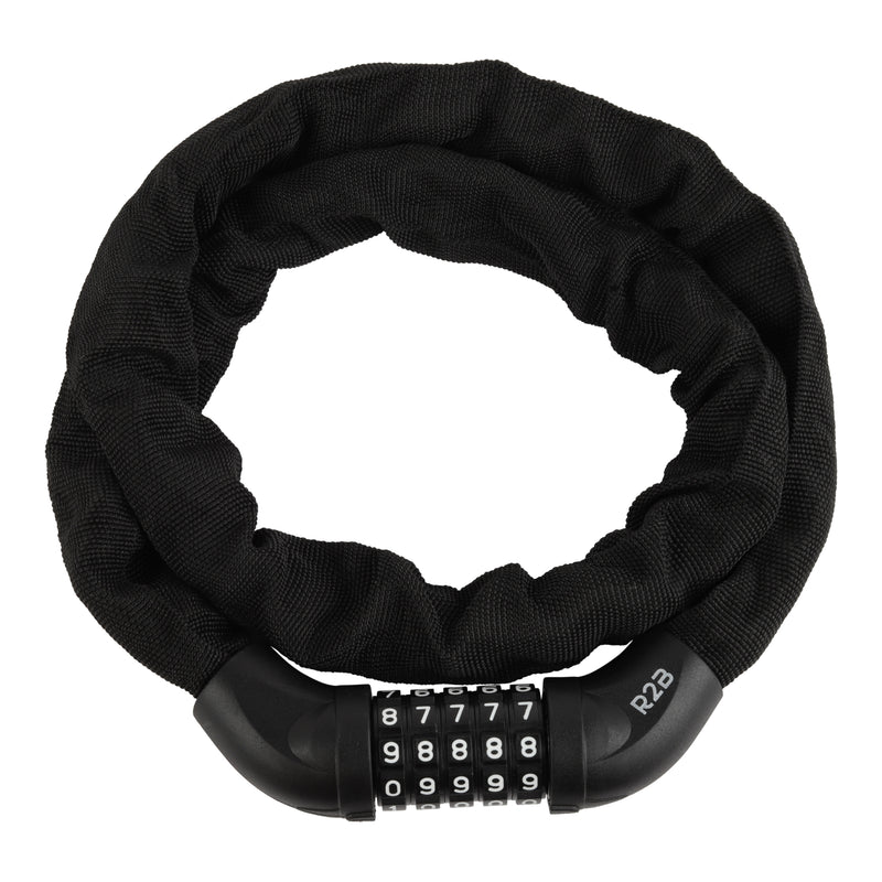 Fietsslot met stevige ketting en cijfercode voor dagelijkse beveiliging.