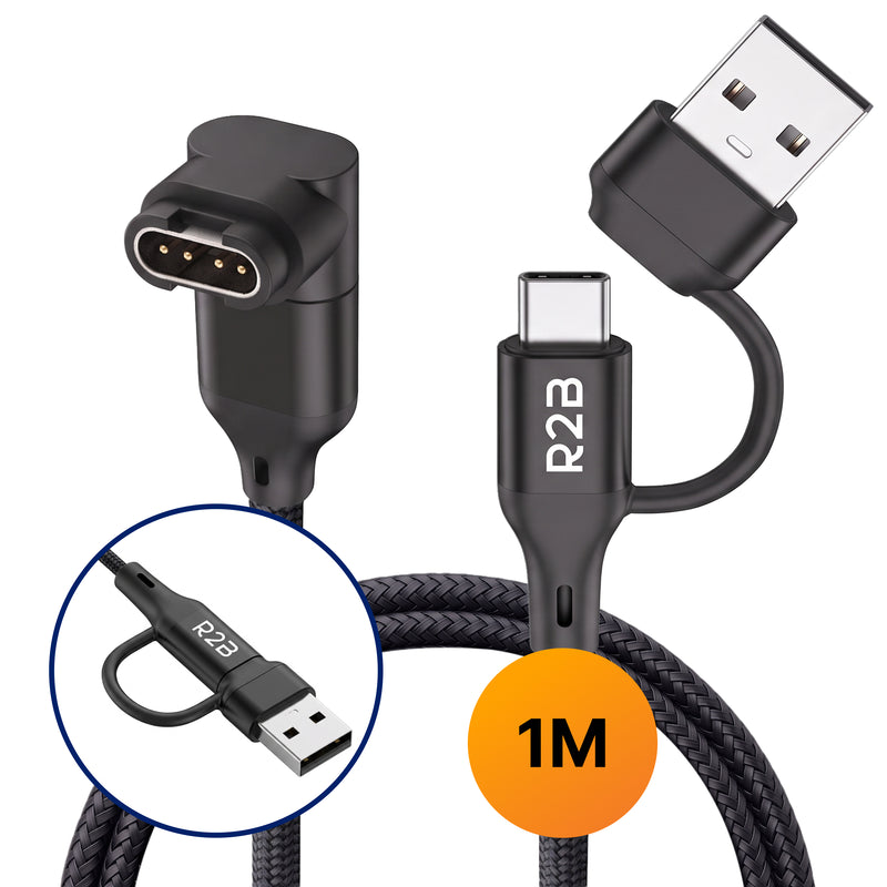 R2B Garmin Oplaadkabel 1 Meter - USB-A & USB-C