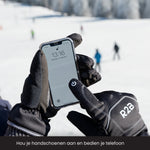 Handschoenen wind en waterdicht waarmee je je telefoon kunt bedienen in de sneeuw.
