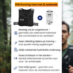 hardloop drinkvest met waterzak en opbergruimte die een universele pasvorm heeft