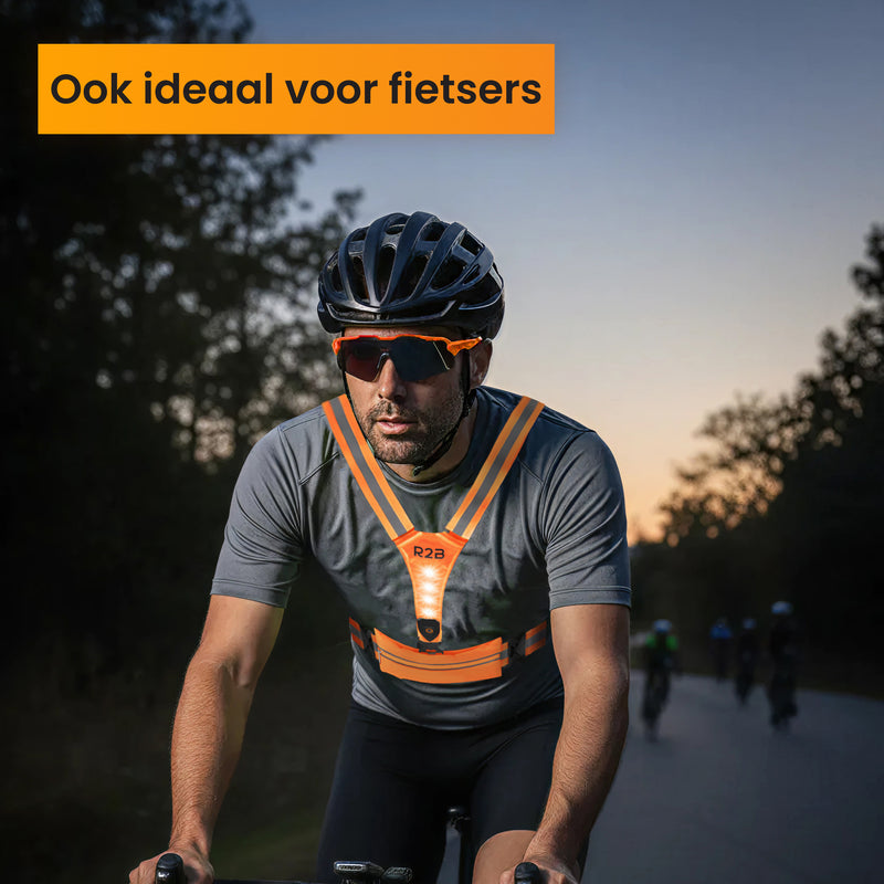hardloopvest dames en heren die gedragen wordt tijdens het fietsen