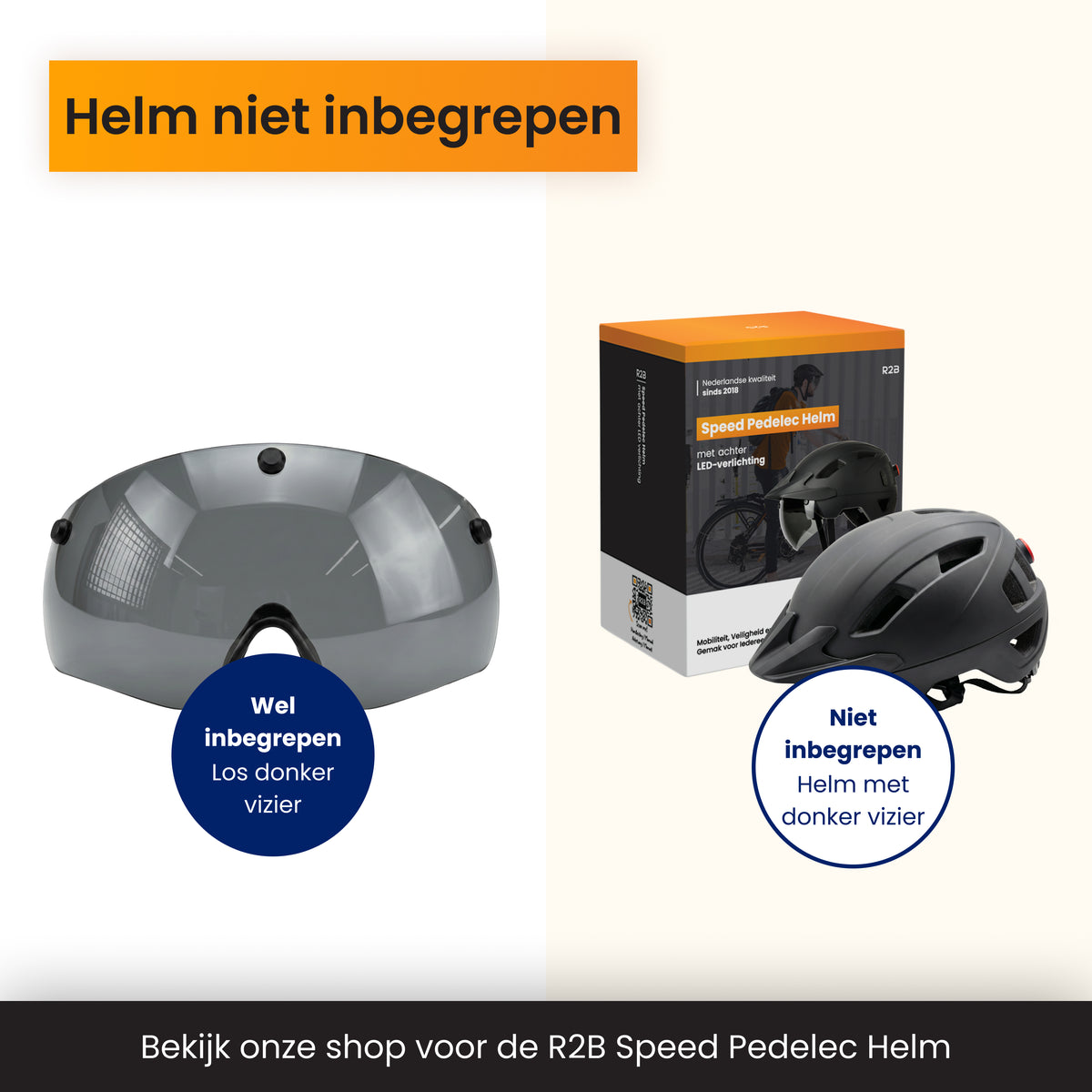 R2B Donker en Magnetisch Helm Vizier - Geschikt voor de Speed Pedelec Helm van R2B