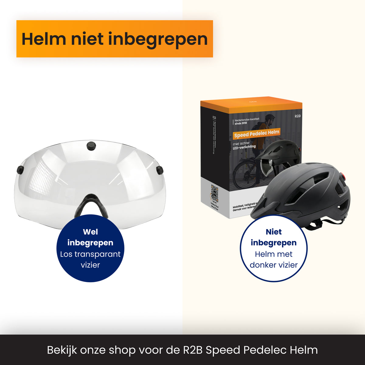 R2B Transparant en Magnetisch Helm Vizier - Voor de Speed Pedelec Helm van R2B