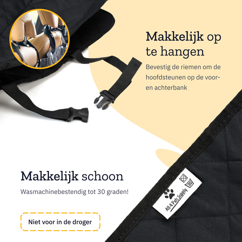 hoes achterbank auto hond die makkelijk op te hangen is