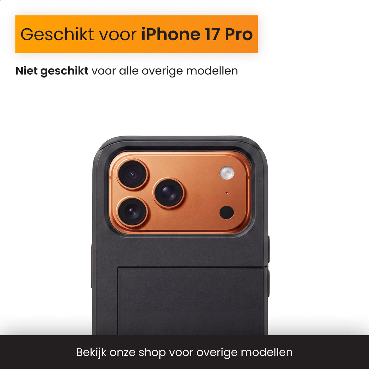 R2B iPhone 17 Pro Case with Card Holder - Screen Protector - 3 Cards - Sturdy &amp; Protective - Black