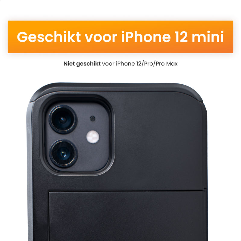 iPhone 12 Mini beschermhoes met plek voor pasjes waar pasje in wordt gedaan