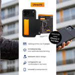 Details van iPhone 17 Pro Max smartphone cover met pasjeshouder