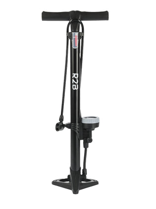 R2B Bike pump with Pressure Gauge - Double Valve Head - Incl. Attachment for Balls & Airbeds