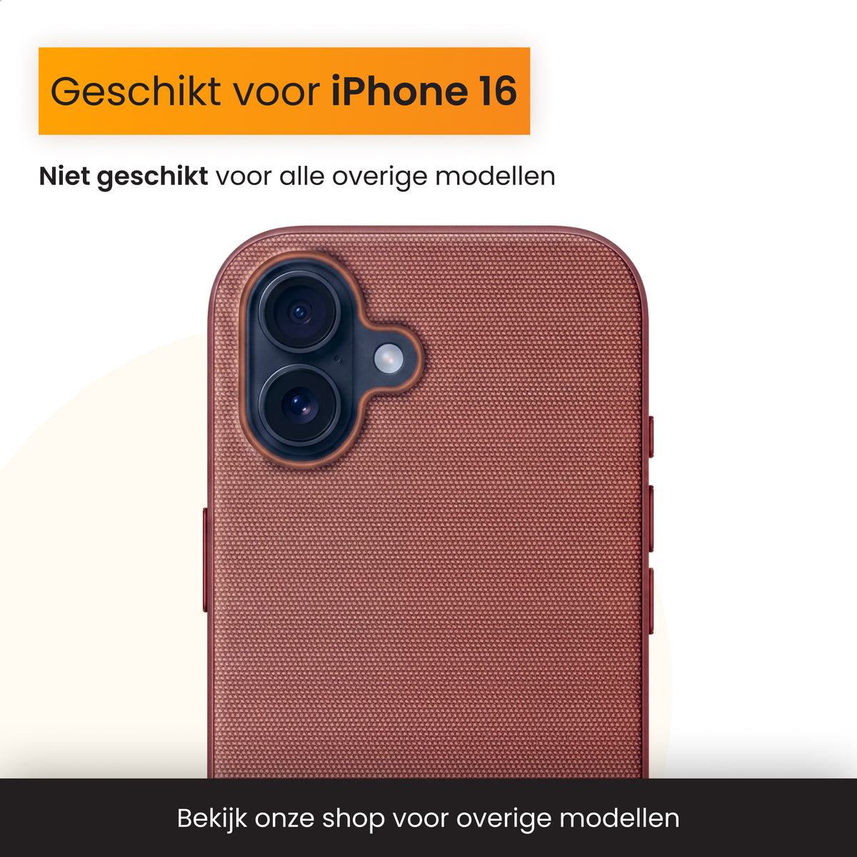 R2B iPhone 16 hoesje met MagSafe - Incl. Screenprotector - Roodbruin