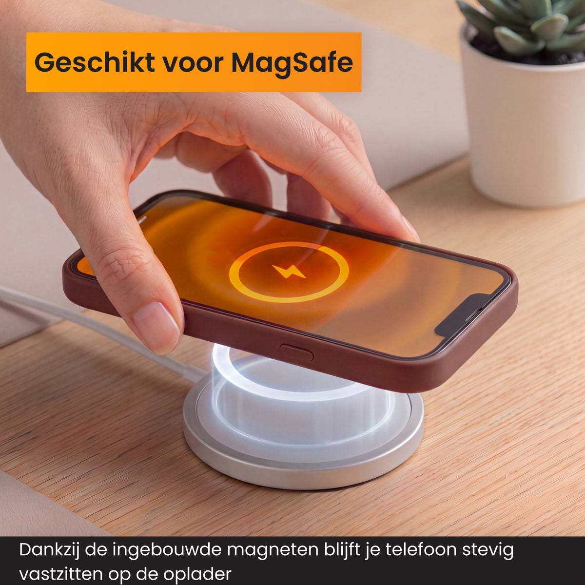 R2B iPhone 16 hoesje met MagSafe - Incl. Screenprotector - Roodbruin