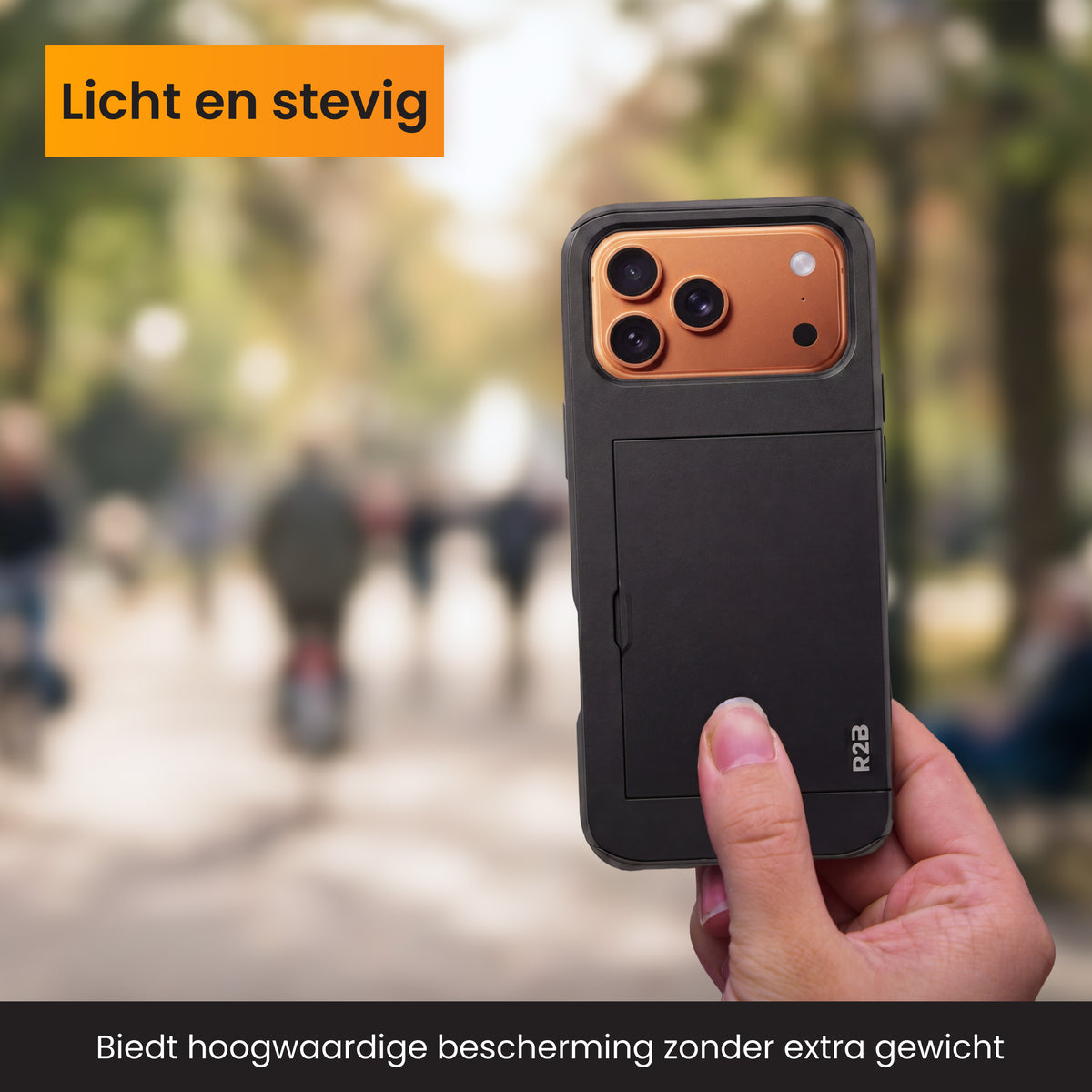 R2B iPhone 17 Pro Max Hoesje met Pasjeshouder - Incl. Screenprotector - 3 Pasjes