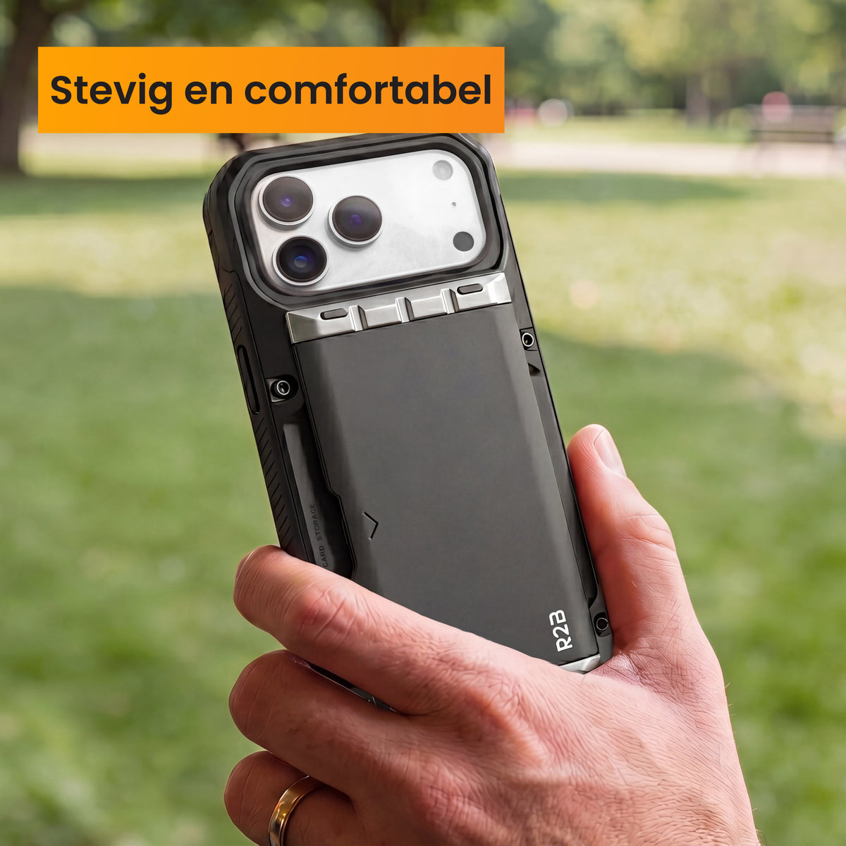 R2B iPhone 18 Pro Hoesje met Pasjeshouder - Incl. Screenprotector - 4 Pasjes