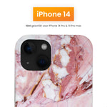 R2B iPhone 14 Marmerlook Hoesje - Incl. Screenprotector - Roze/Wit/Oranje - Telefoonhoesje