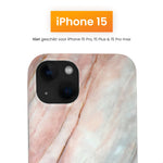R2B iPhone 15 Marmerlook Hoesje - Incl. Screenprotector - Roze/Grijs/Blauw - Telefoonhoesje
