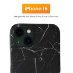 R2B iPhone 15 Marmerlook Hoesje - Incl. Screenprotector - Zwart