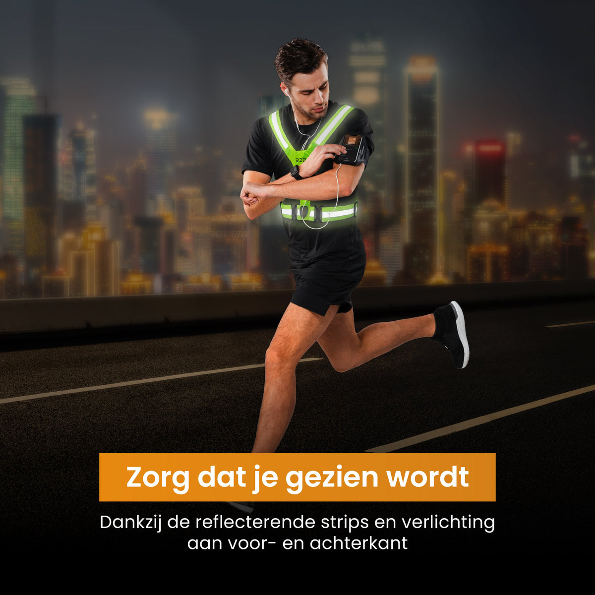 R2B Telefoonhouder Hardlopen Waterdicht + Hardloopvest met Verlichting