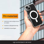 Een transparant iphone 15 hoesje gemaakt van TPU materiaal