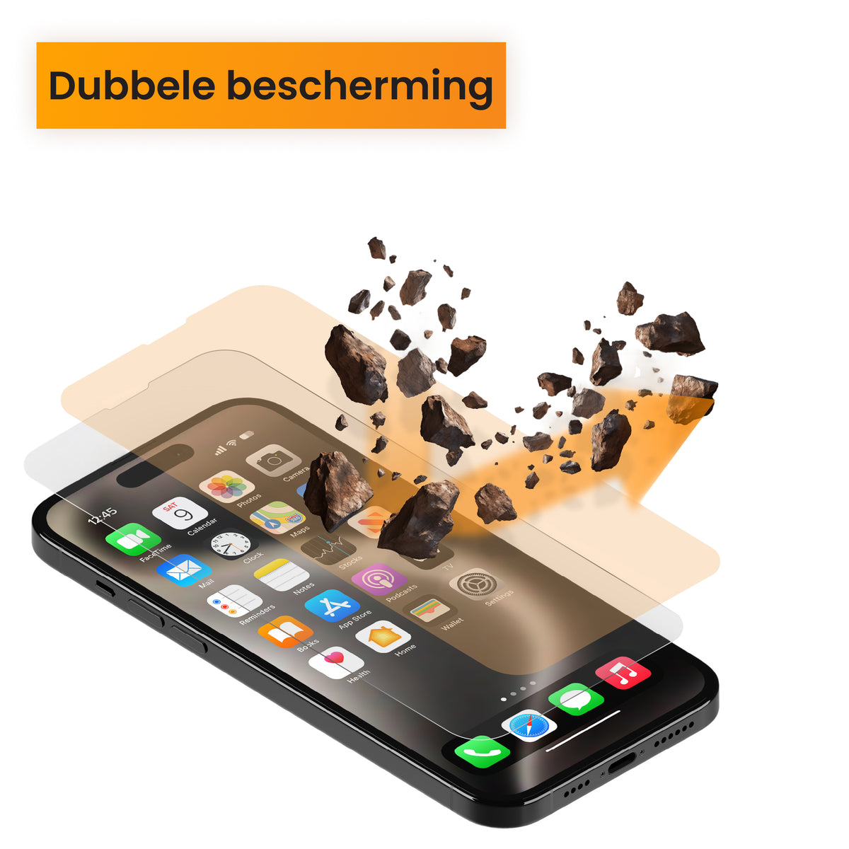R2B Screenprotector iPhone 18 Pro - Tempered Glass - Installatieframe