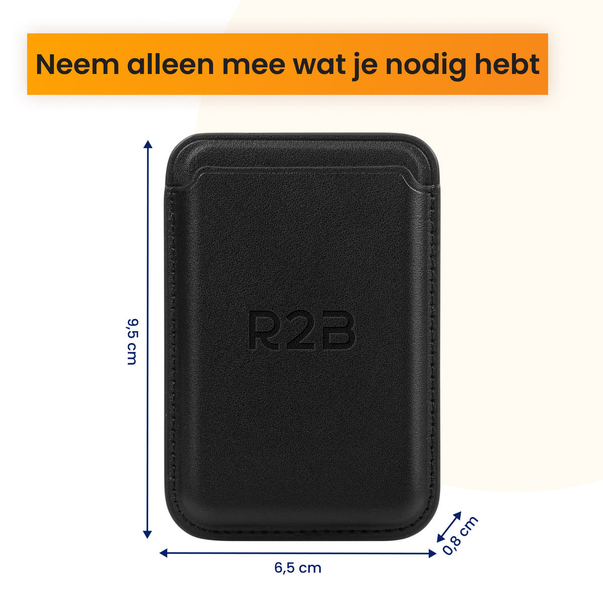 R2B Pasjeshouder geschikt voor MagSafe - 3 Pasjes - Leer - Zwart
