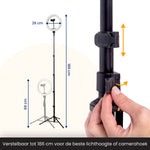 R2B Ringlamp met Statief met 30 Lichtstanden - Verstelbaar tot 186 cm  - TikTok Lamp