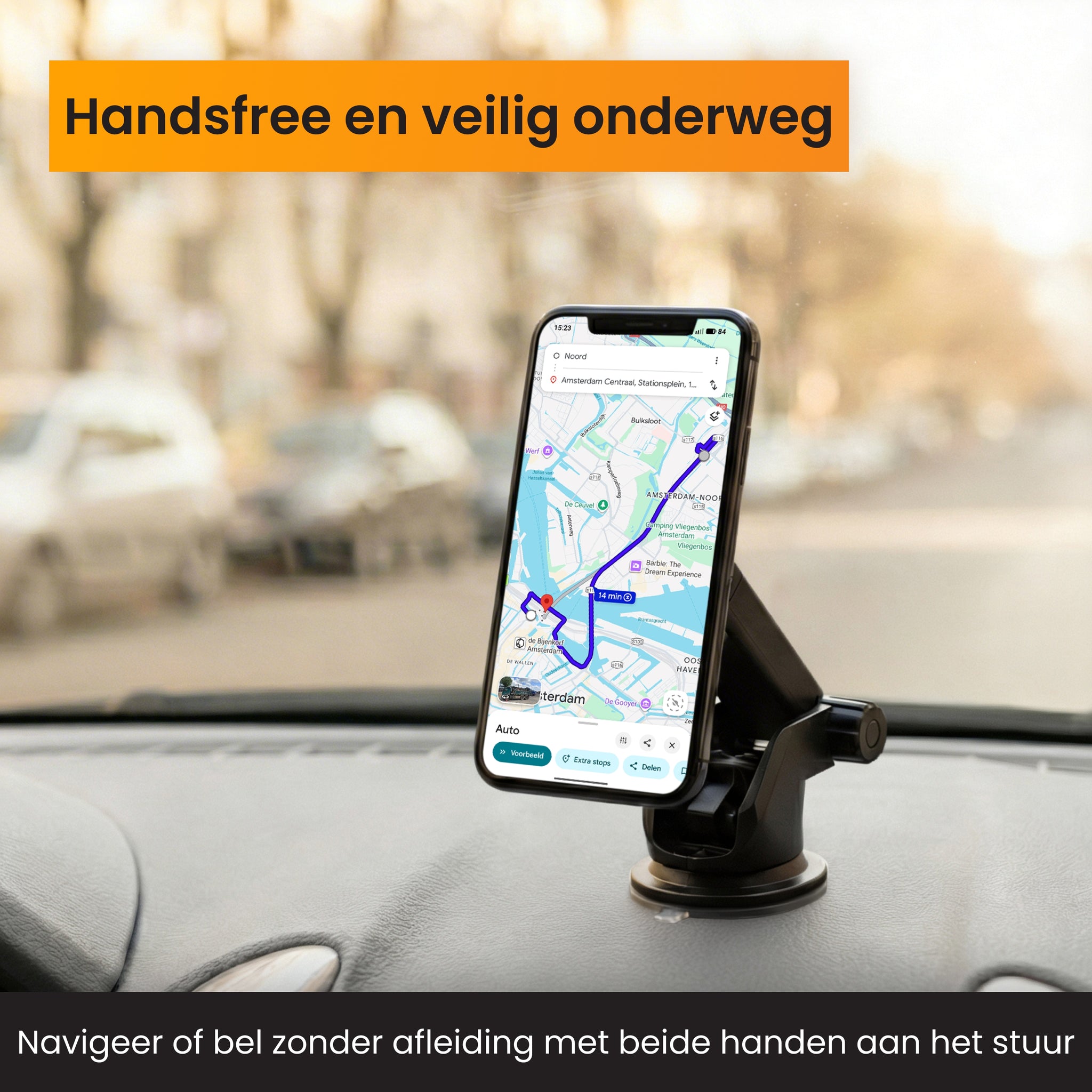 Handsfree navigeren met magsafe autohouder op dashboard