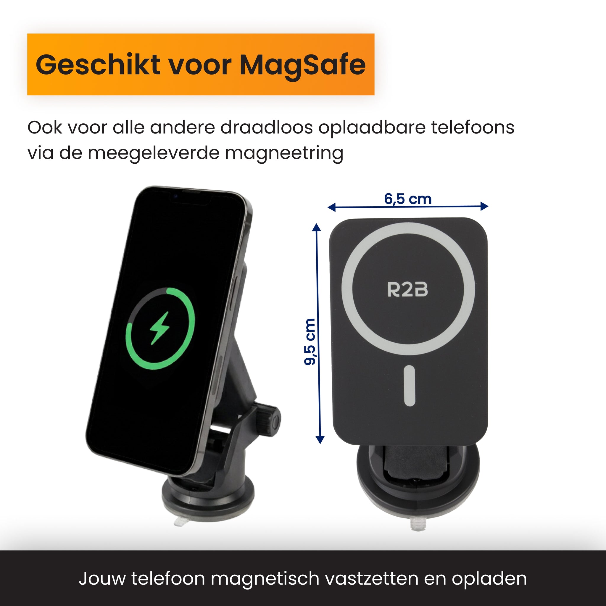 Magsafe autohouder geschikt voor MagSafe en draadloos opladen