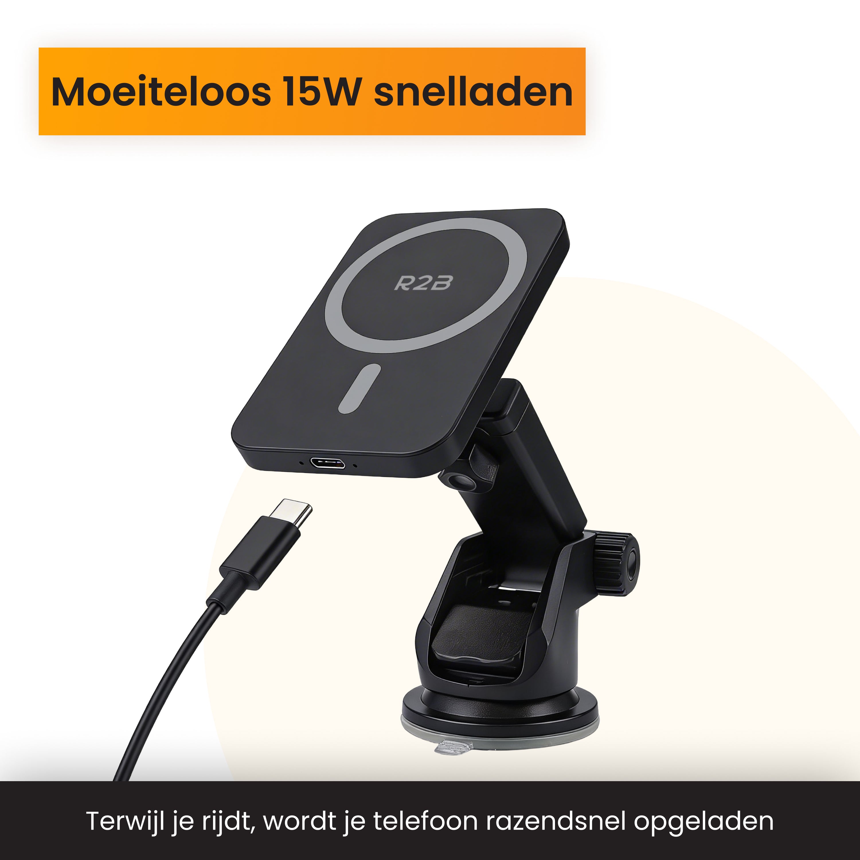 Magsafe autohouder met 15W snelladen via USB C