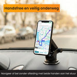 Magsafe autohouder met pad stevig bevestigd op dashboard voor stabiele en betrouwbare montage