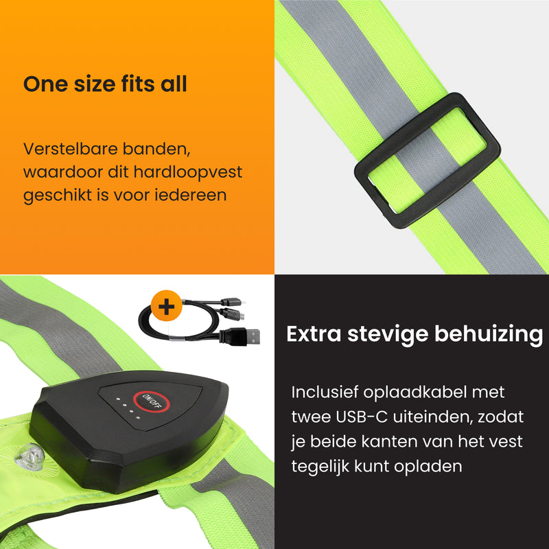 oplaadbaar hardloopvest met telefoonhouder die geschikt is voor elke maat