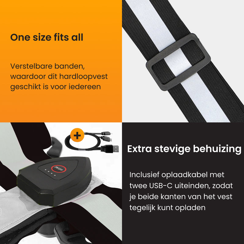 oplaadbaar hardloopvest met telefoonhouder die geschikt is voor elke maat