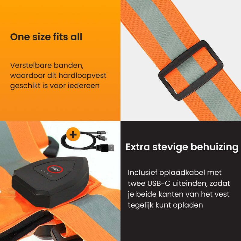 oplaadbaar hardloopvest met telefoonhouder die geschikt is voor elke maat