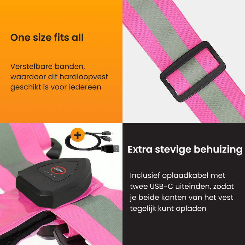 oplaadbaar hardloopvest met telefoonhouder die geschikt is voor elke maat