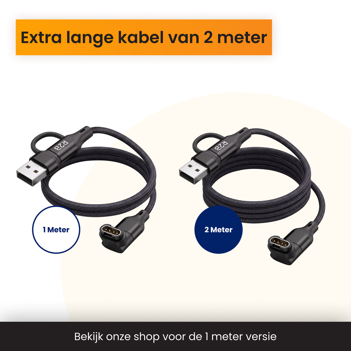 R2B Garmin Oplaadkabel 2 Meter - USB-A & USB-C