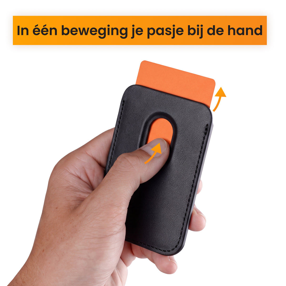 R2B Pasjeshouder geschikt voor MagSafe - 3 Pasjes - Leer - Zwart