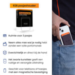 R2B Pasjeshouder geschikt voor MagSafe - 3 Pasjes - Leer - Zwart