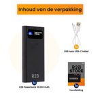 R2B Powerbank 10.000 mAh - 2 tot 4 Keer Opladen - Snelladen - Licht & Compact