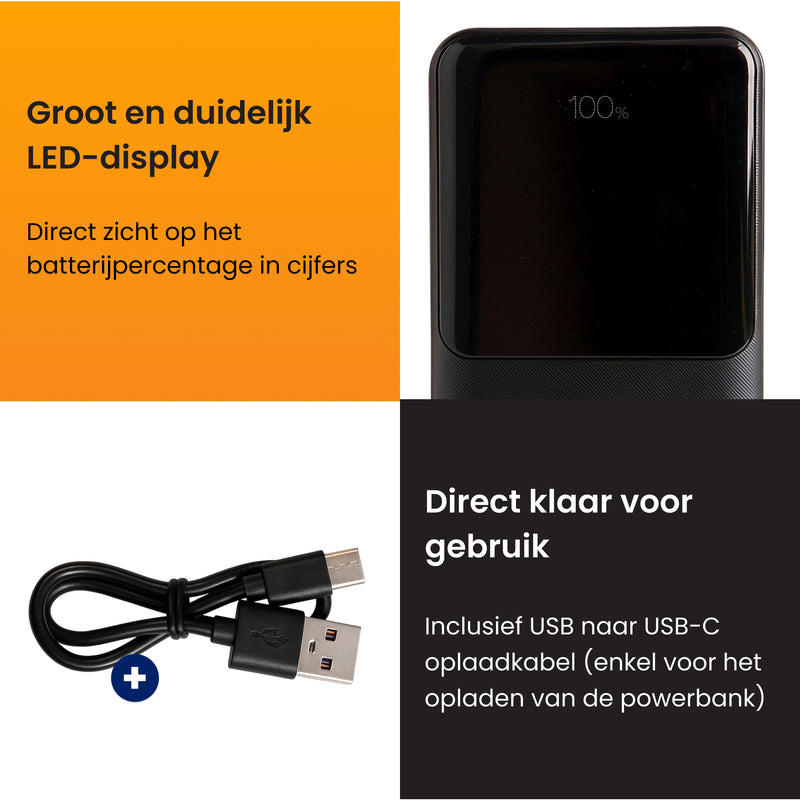 powerbank telefoon met een mooie led-display voor het percentage