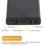R2B Powerbank 10.000 mAh - 2 tot 4 Keer Opladen - Snelladen - Licht & Compact