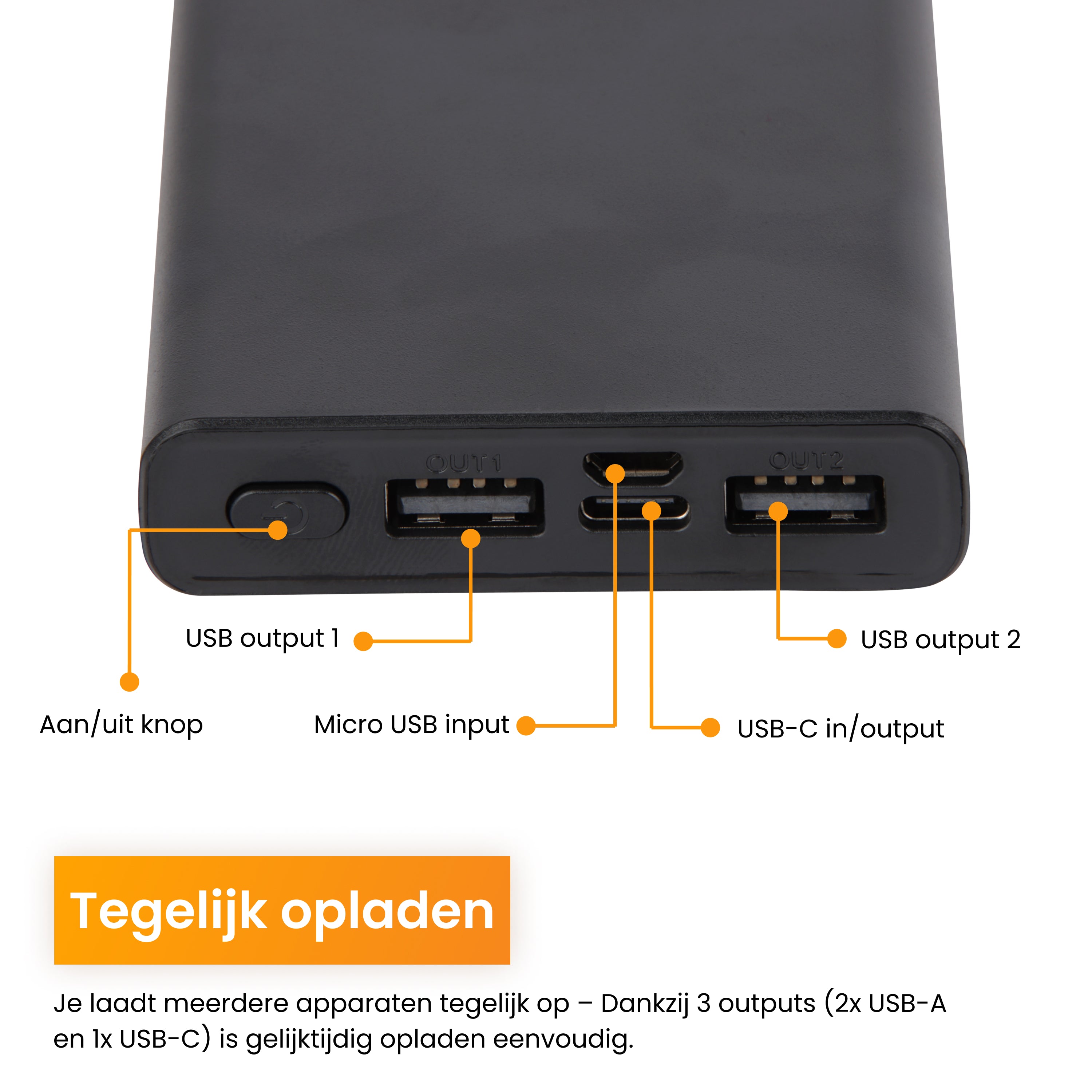 R2B Powerbank 20.000 mAh - 4 tot 6 keer opladen - Geschikt voor o.a. iPhone & Samsung