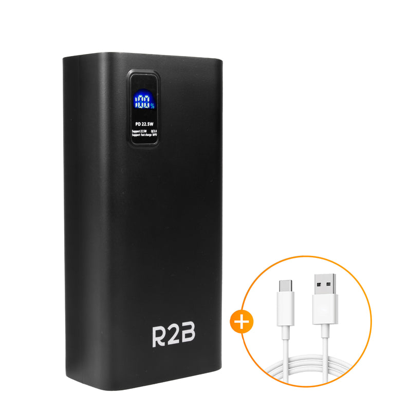 R2B Powerbank 30.000 mAh - 6 tot 8 Keer Opladen - Snelladen - Hoge Capaciteit & Betrouwbaar