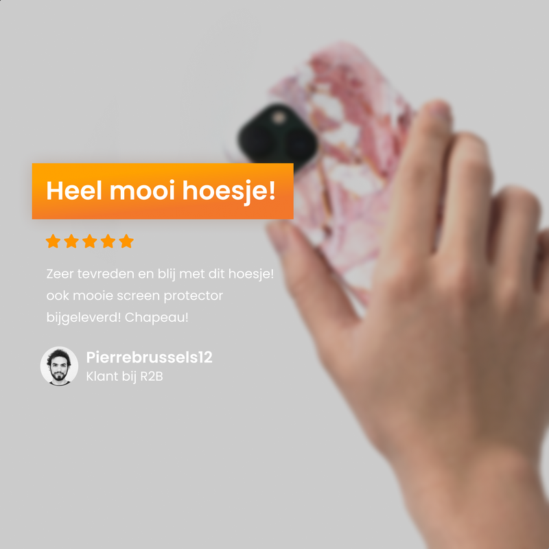 R2B Marmer hoesje voor iPhone 14 - Model De Bilt - Roze/Wit/Oranje - Telefoonhoesje