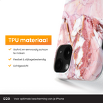 R2B Marmer hoesje voor iPhone 14 - Model De Bilt - Roze/Wit/Oranje - Telefoonhoesje