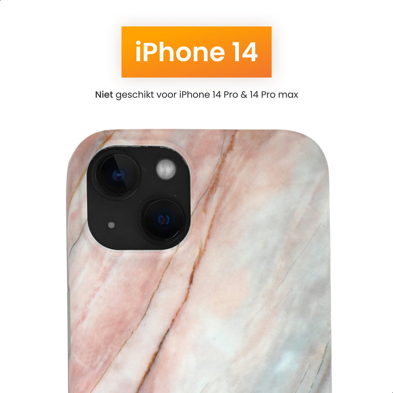 R2B Marmer hoesje voor iPhone 14 - Model De Bilt - Roze/Grijs/Blauw - Telefoonhoesje