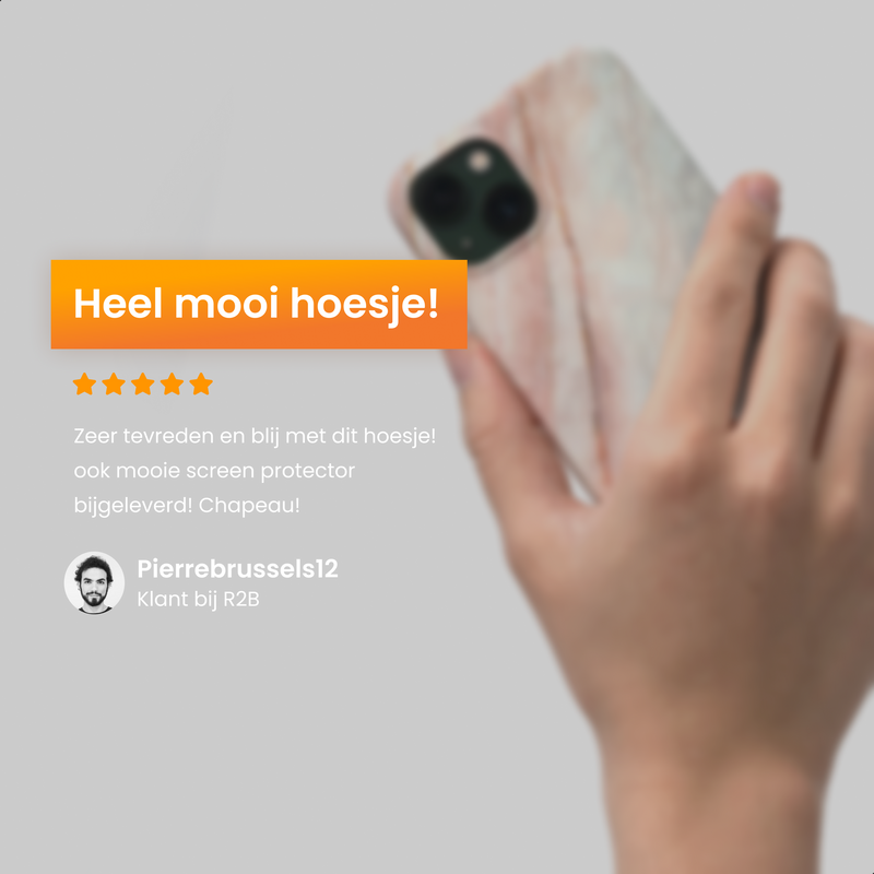 R2B Marmer hoesje voor iPhone 14 - Model De Bilt - Roze/Grijs/Blauw - Telefoonhoesje