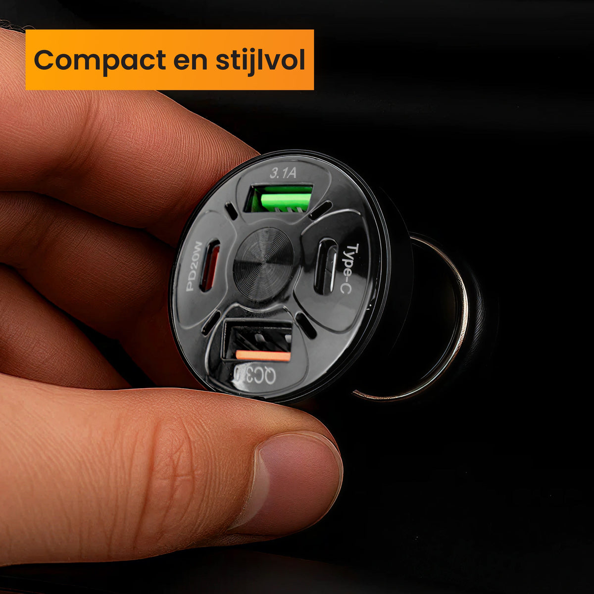R2B Auto Oplader USB-C & USB-A - 4 Poorten - Snellader voor 12V Aansluiting