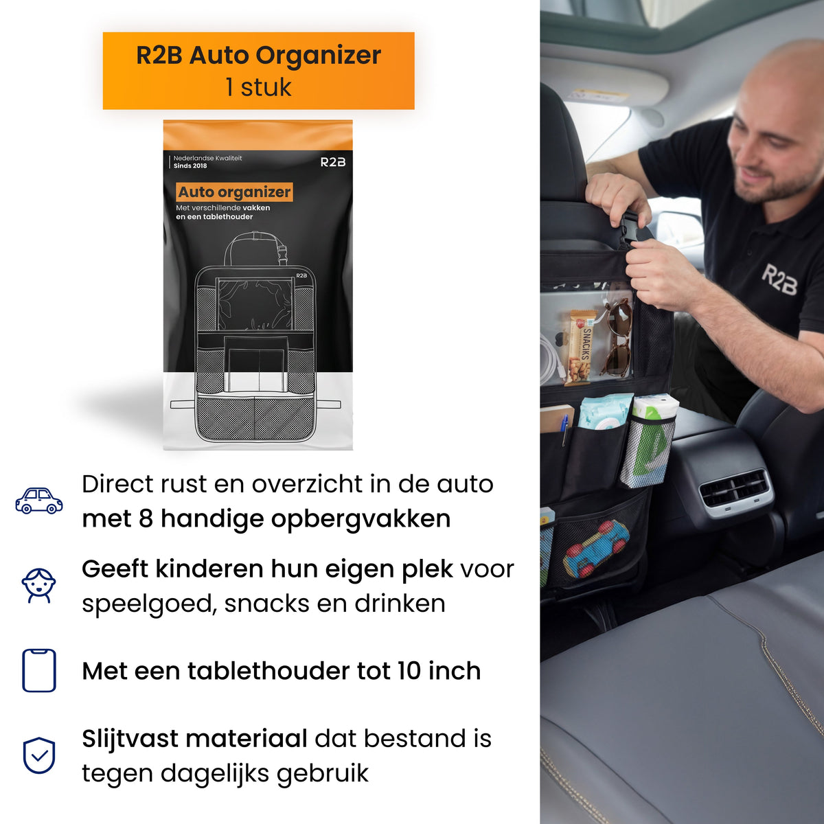R2B Auto Organizer Autostoel - 1 Stuk - Autostoel Organizer voor Kinderen