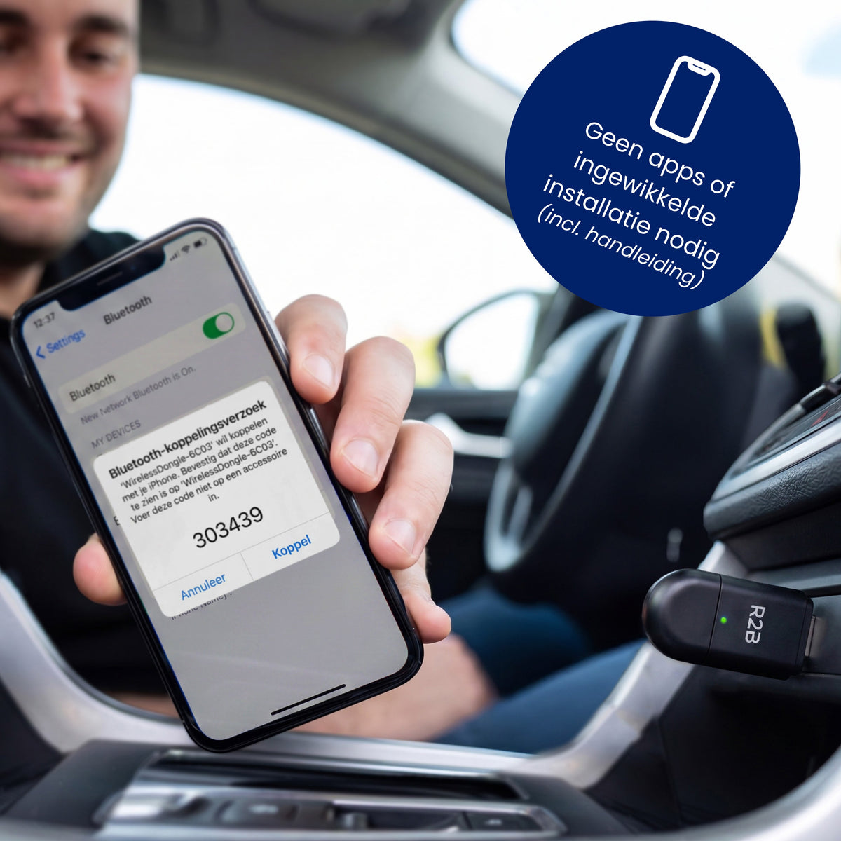 R2B Dongle Geschikt voor CarPlay en Android Auto - Draadloze Adapter