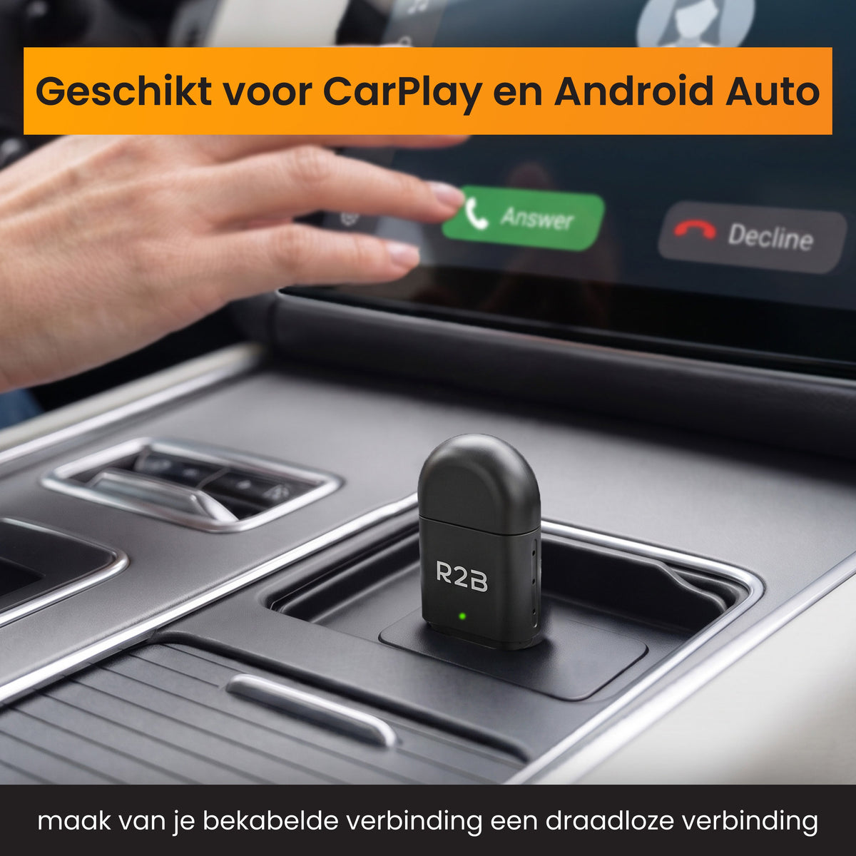 R2B Dongle Geschikt voor CarPlay en Android Auto - Draadloze Adapter